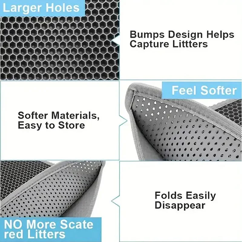 Cat Litter Mat Non Slip Big Pet Litter Box Filter Mat Double Layer Wear Resistant Waterproof Cat Litter Mat Pet Clean Supplies