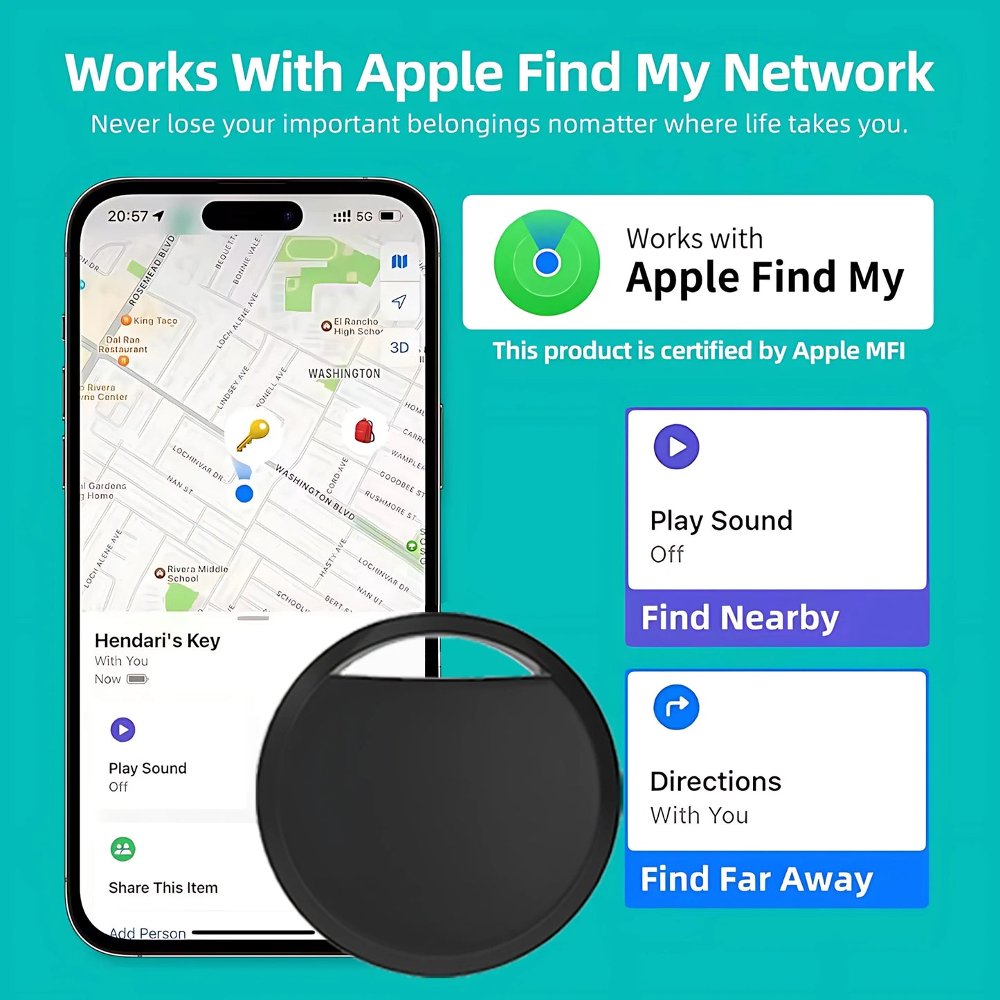 GPS Smart Tracker Mini Tag For IOS iPhone Find My APP ITag Anti Lost Reminder Device MFI Rated Locator Car Key Pet Kids Finder