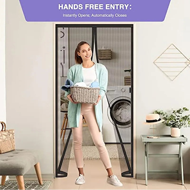 Magnetic Screen Door Self Sealing, Heavy Duty, Hands Free Mesh Partition Keeps Bugs Out - Pet and Kid Friendly Keep Open Feature