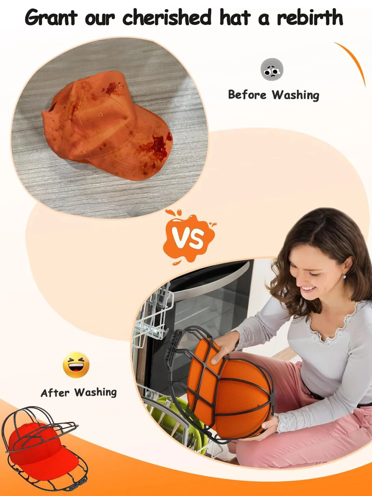 Hat Washer Cage for Washing Machine, Cap Washer with Mesh Bags, Hat Washer for Baseball Caps Hat Cleaner/Cleaning Protector Cage