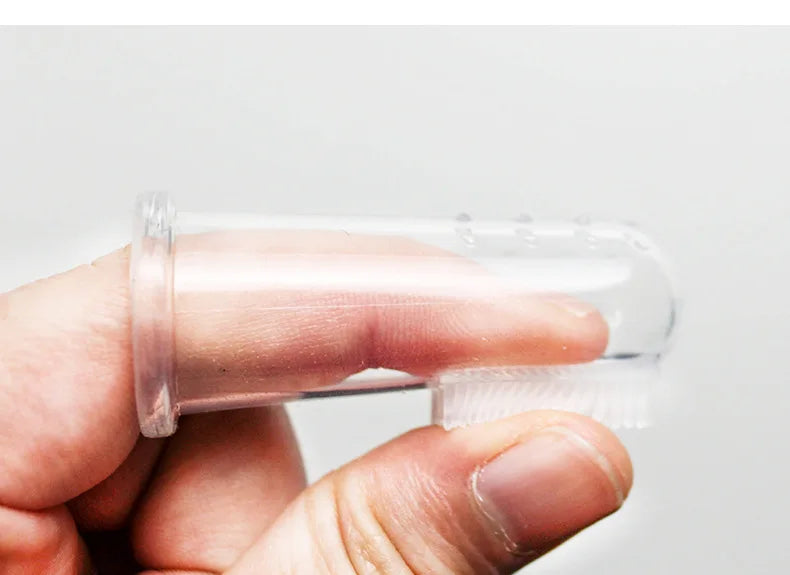 With Box Silicone Soft Pet Finger Cuff Toothbrushes Dog Brush Bad Breath Tartar Teeth Care Tool Cleaning Scrub Silicagel