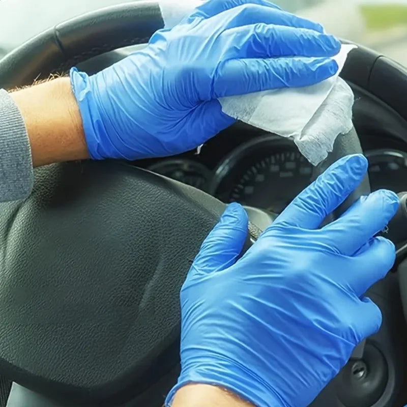 10/20/50/100PCS Blue Nitrile Gloves Disposable Waterproof Blue Gloves Kitchen Dishwashing Pet Bathing Beauty Hair Styling Tools
