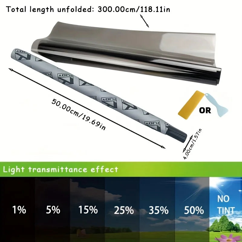 3Mx50CM VLT Black Car Window Foils Tinting Film Home Window Glass Solar UV Protector Sticker Films Pearl Cotton Stick Box PAC