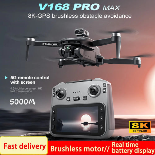 01 2025 V168 Pro MAX GPS Drone 8K Professional HD Camera 5G WIFI FPV 360° Obstacle Avoidance Brushless Large Screen RC Quadcopter