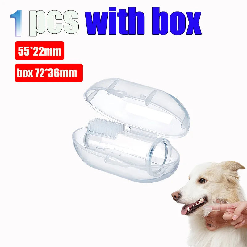 With Box Silicone Soft Pet Finger Cuff Toothbrushes Dog Brush Bad Breath Tartar Teeth Care Tool Cleaning Scrub Silicagel