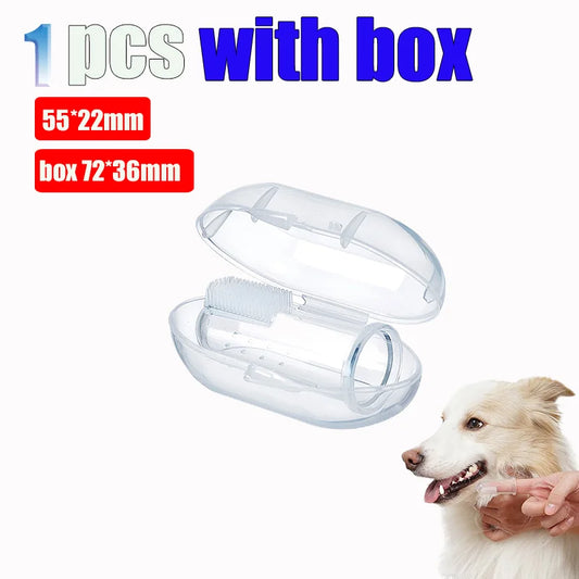 With Box Silicone Soft Pet Finger Cuff Toothbrushes Dog Brush Bad Breath Tartar Teeth Care Tool Cleaning Scrub Silicagel