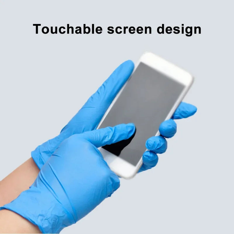 10/20/50/100PCS Blue Nitrile Gloves Disposable Waterproof Blue Gloves Kitchen Dishwashing Pet Bathing Beauty Hair Styling Tools