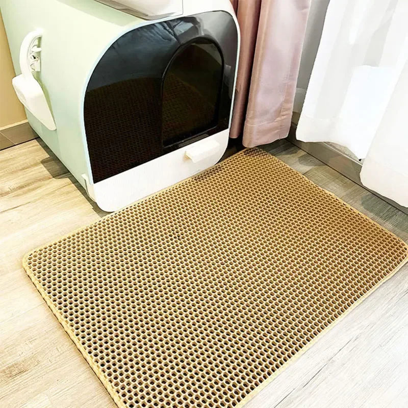 Cat Litter Mat Non Slip Big Pet Litter Box Filter Mat Double Layer Wear Resistant Waterproof Cat Litter Mat Pet Clean Supplies