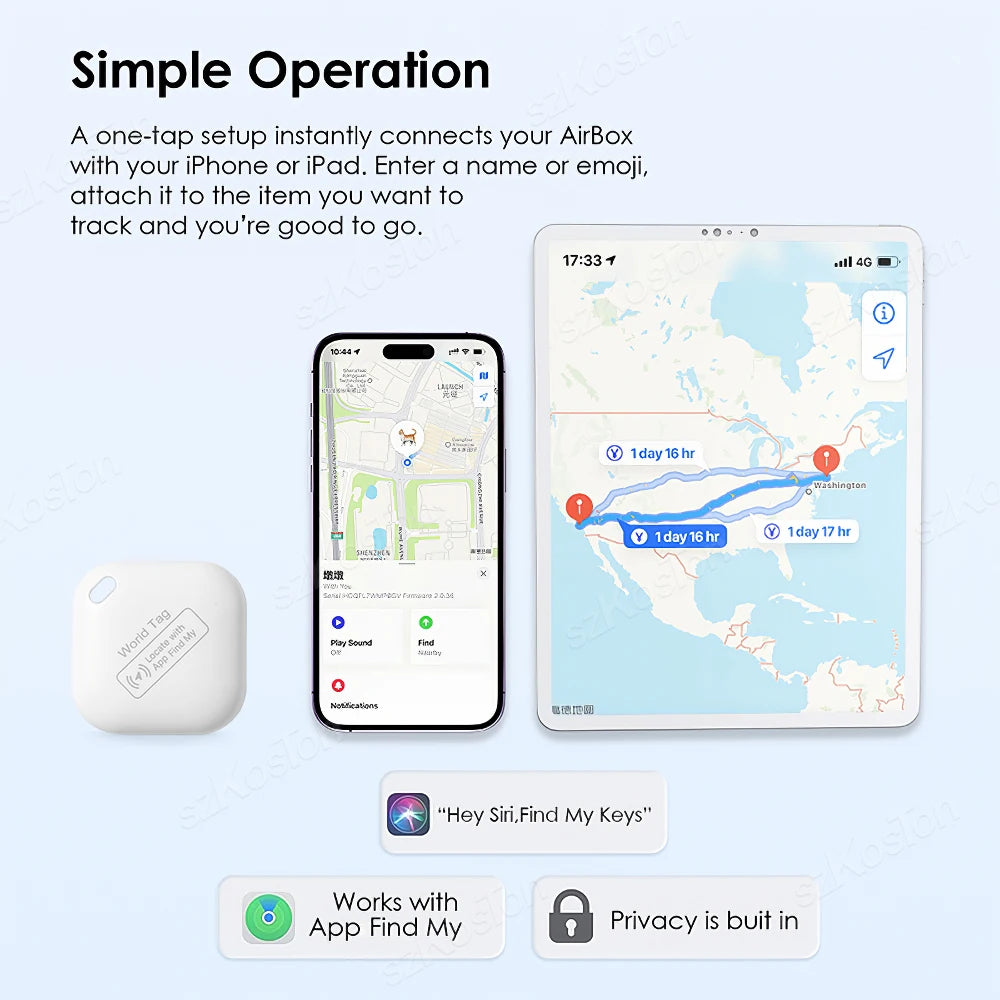 Mini GPS Tracker Smart Tag Compatible with iOS Find My APP Global Locator Anti-lost Finder for Car Pet Keys Wallet Suitcase iTag