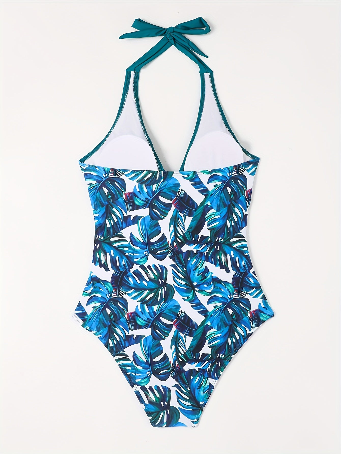 Chic High Cut One-Piece Swimsuit – Flattering Halter V-Neck Design, Tummy Control, Perfect for Beachwear & Poolside Fashion