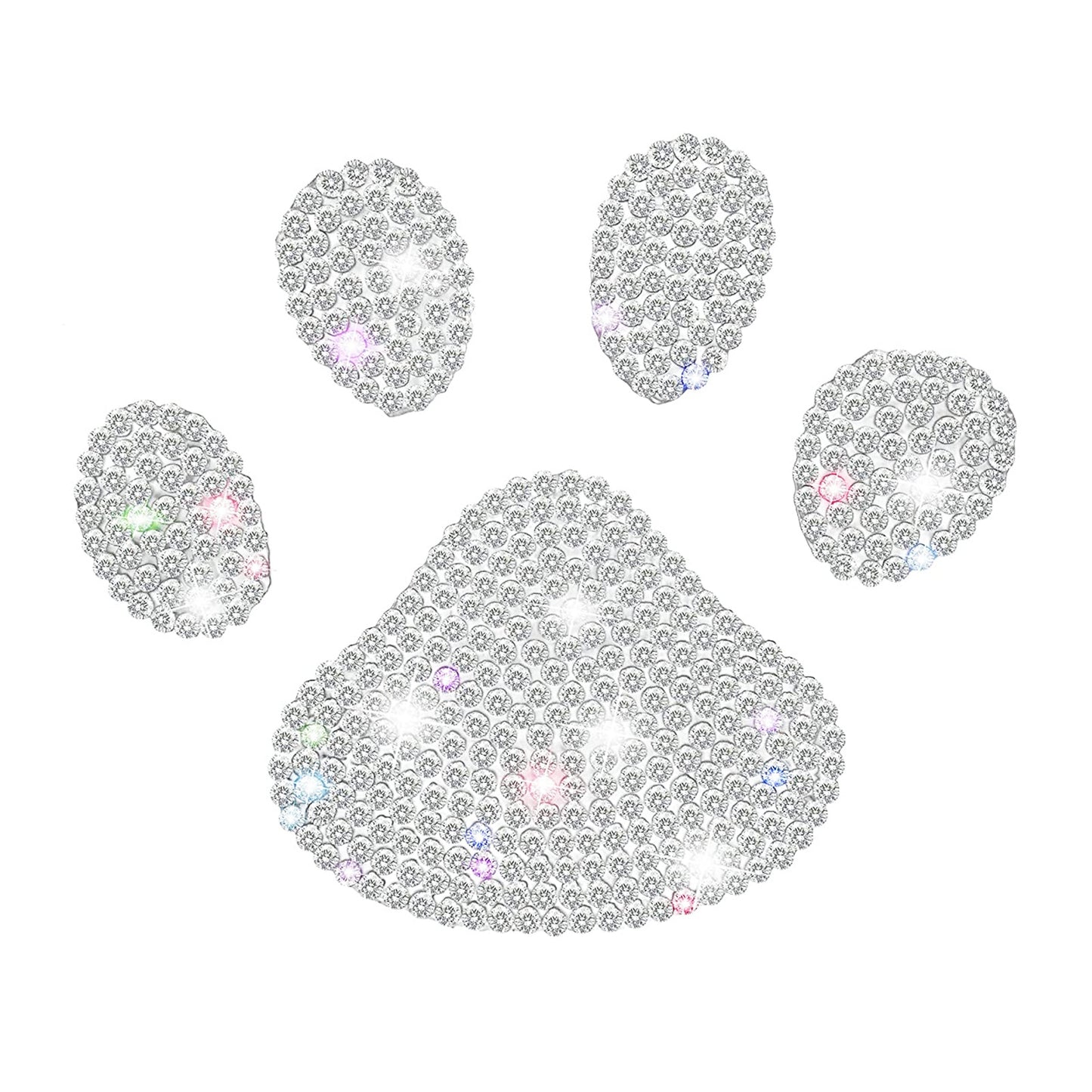 Sparkling Dog Paw Print Rhinestone Car Decal - Multicolor Glass Bling Sticker for Vehicle Interior, Fits Various Models, Cute Car Accessories