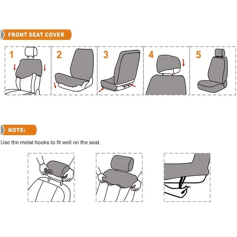 Car Seat Covers, Polyester Front Pairs Gray Black Tan Blue Red Car Seat Cushion Universal Car Seat Protector Decoration Auto Accessories Thick Foam