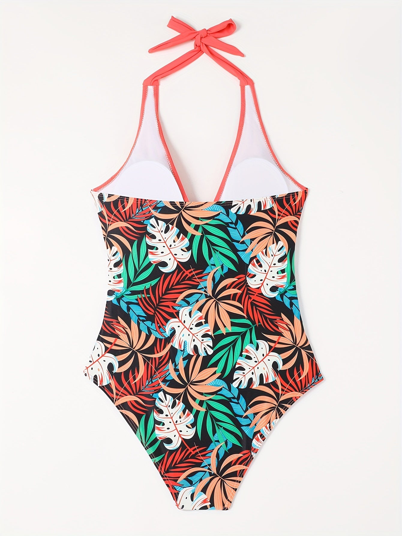 Chic High Cut One-Piece Swimsuit – Flattering Halter V-Neck Design, Tummy Control, Perfect for Beachwear & Poolside Fashion