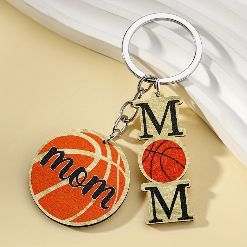 1Pc Wooden Sports Football Basketball Car Keychain Bag Football Pendant Key Pendant Accessories For Mom From Son