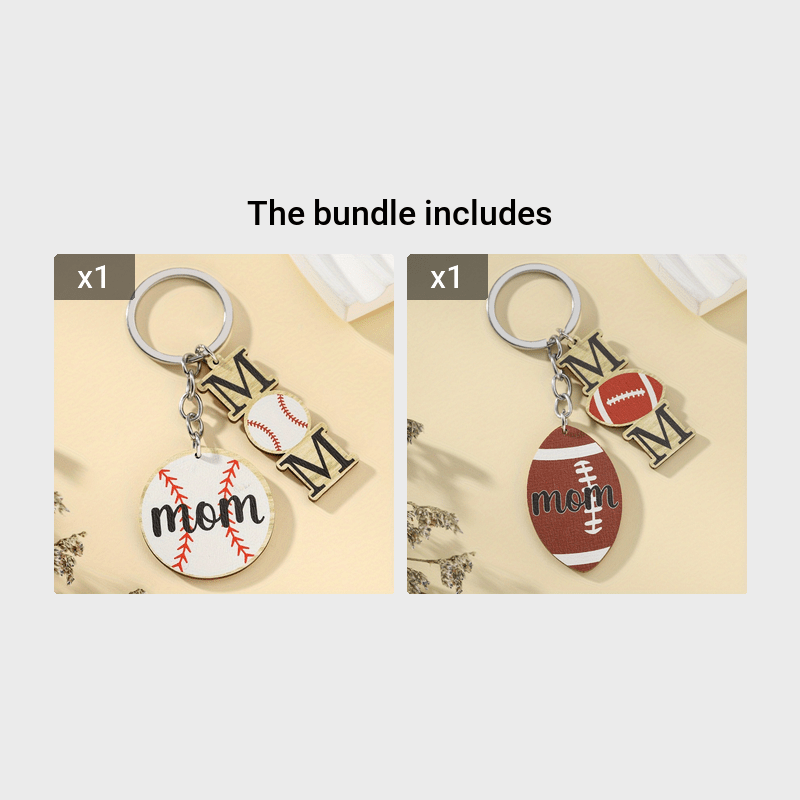 1Pc Wooden Sports Football Basketball Car Keychain Bag Football Pendant Key Pendant Accessories For Mom From Son