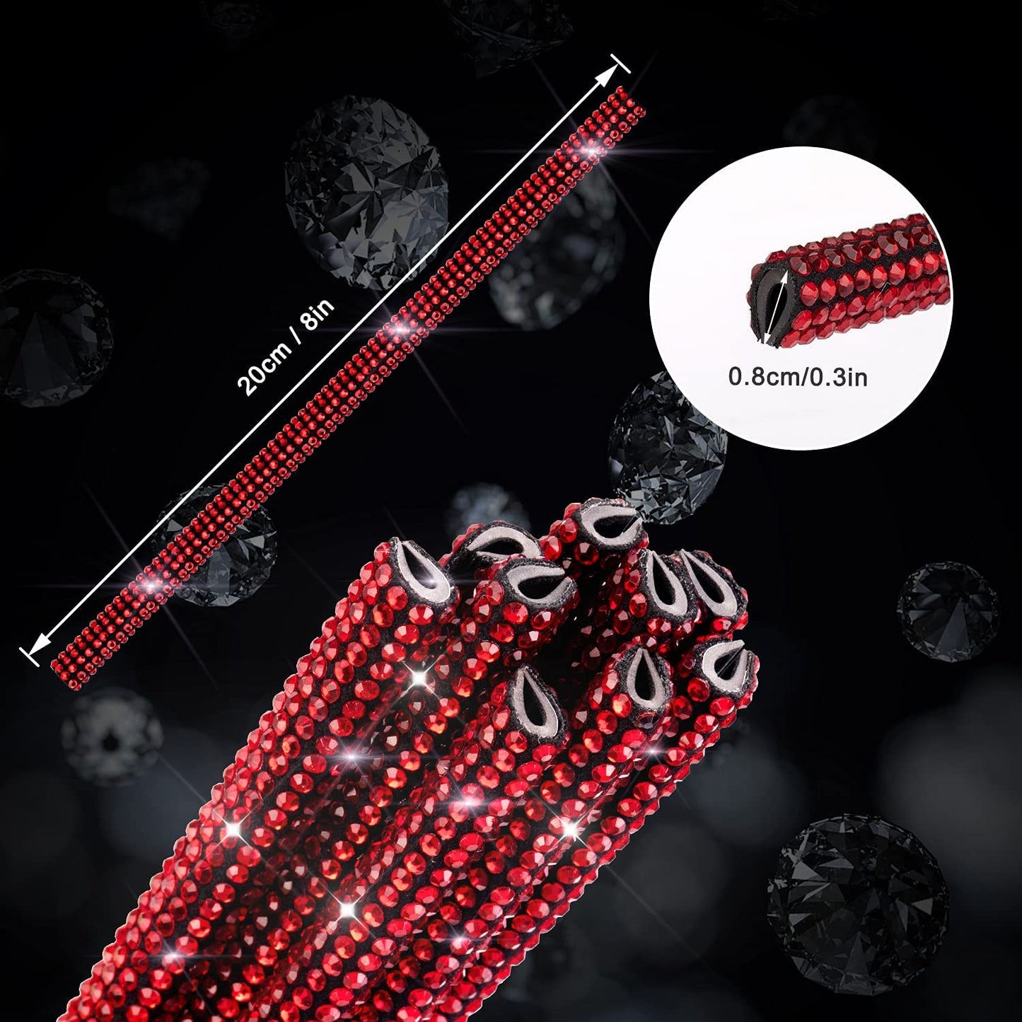 10pcs Sparkling Pink Rhinestone Car Vent Trim Strips - Durable Plastic, Glam Bling Air Conditioner Outlet Decorations for Stylish Interior Upgrade, Car Air Vent Accessories