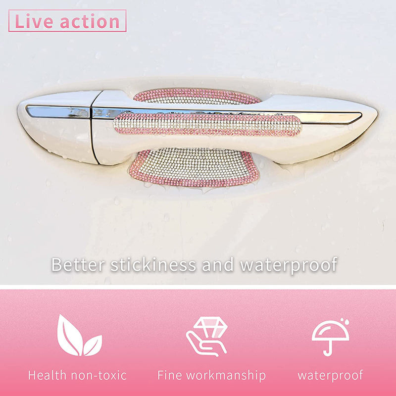 Add a Touch of Sparkle to Your Car with These 8Pcs Rhinestone Door Handle Stickers!