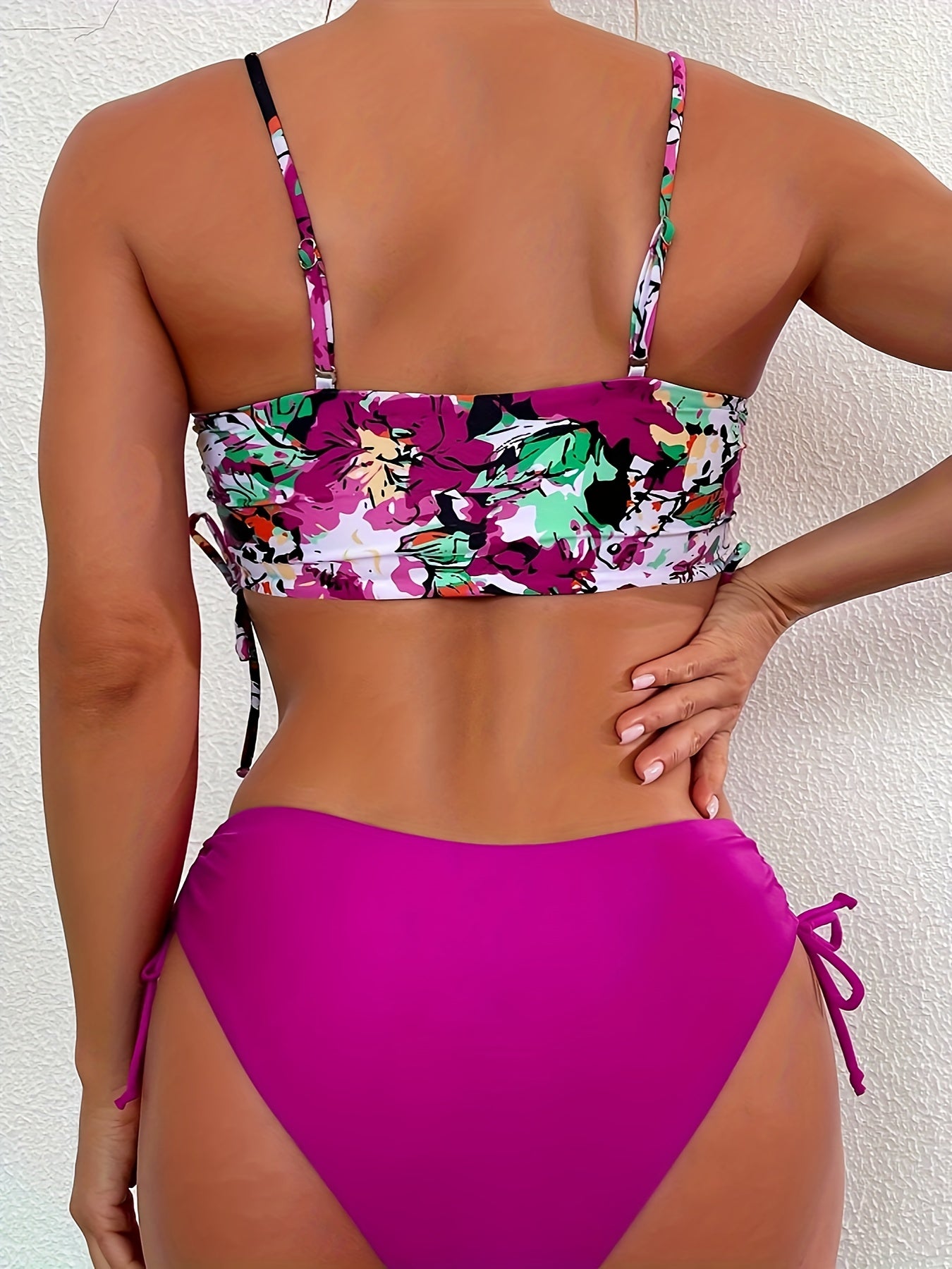 Bold Floral Print Bikini Set - 2 Piece, Adjustable Tie Sides, High-Waist, Sexy Swimwear for Women - Flattering Beachwear Ensemble