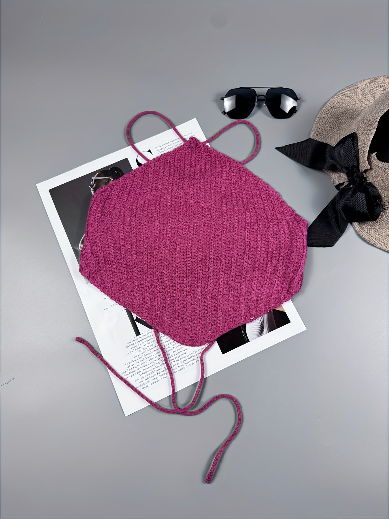 Women's Elegant Halter Neck Top - No Back Crossed Straps Solid Color Short Sleeve Beachwear, All-Season Versatile Casual & Formal Shirt, Beach Clothes, Soft Texture