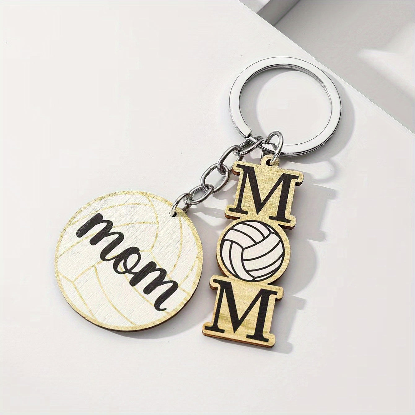 1Pc Wooden Sports Football Basketball Car Keychain Bag Football Pendant Key Pendant Accessories For Mom From Son